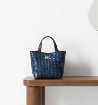 Borsa tote in denim con paillettes