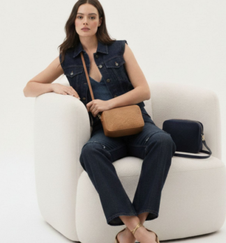 Borsa a tracolla Noco in pelle scamosciata traforata